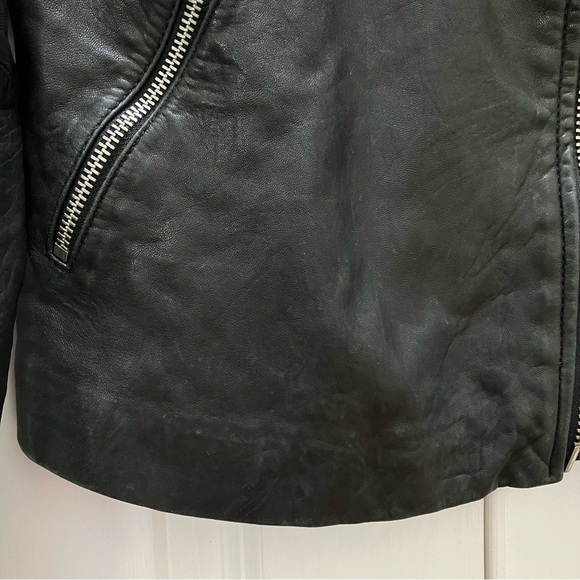 Madewell Washed Leather Motorcycle Jacket Black Moto Zippers size XS - Picture 5 of 15